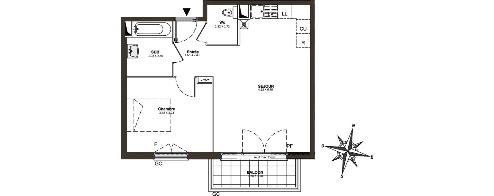 Appartement T2 de 46,52 m2 &agrave; Combs-La-Ville Centre
