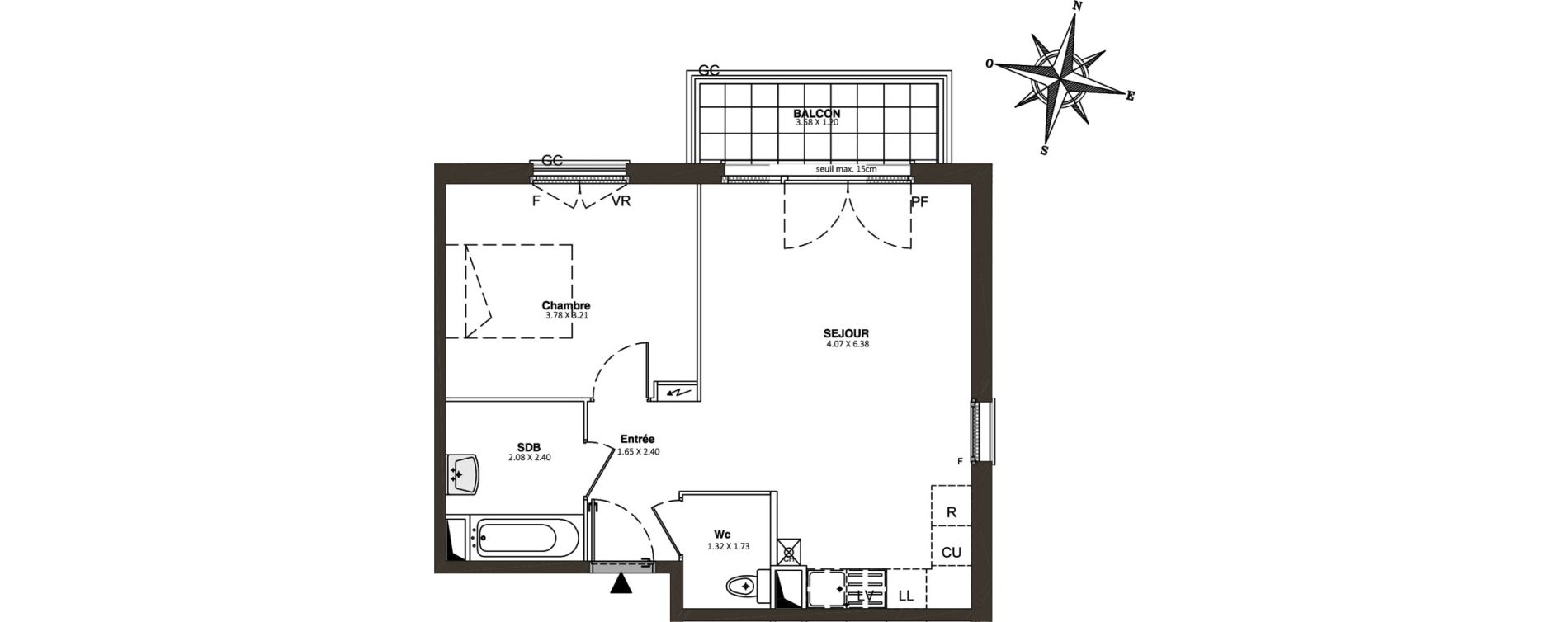 Appartement T2 de 46,31 m2 &agrave; Combs-La-Ville Centre