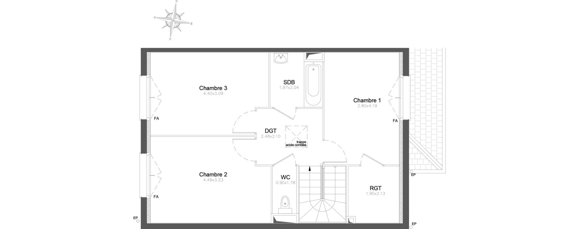 Appartement T4 de 97,70 m2 &agrave; Combs-La-Ville Centre