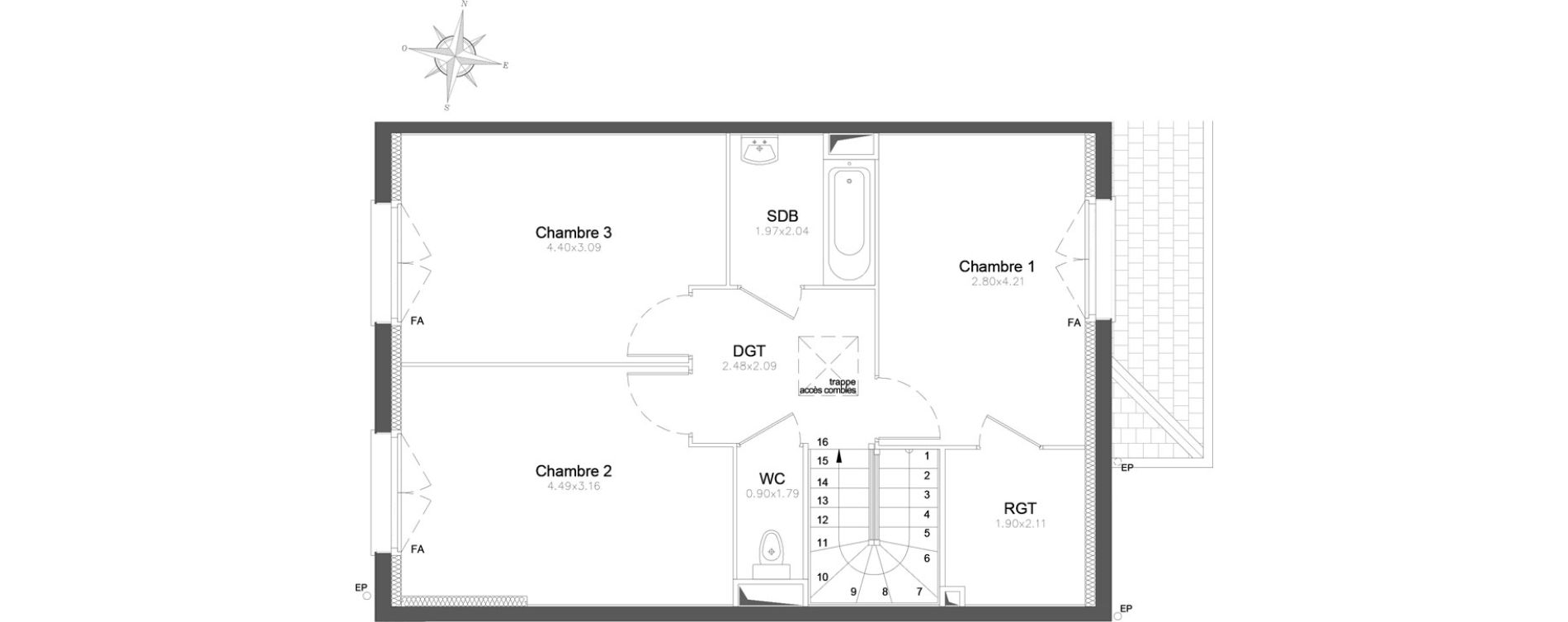 Appartement T4 de 97,38 m2 &agrave; Combs-La-Ville Centre