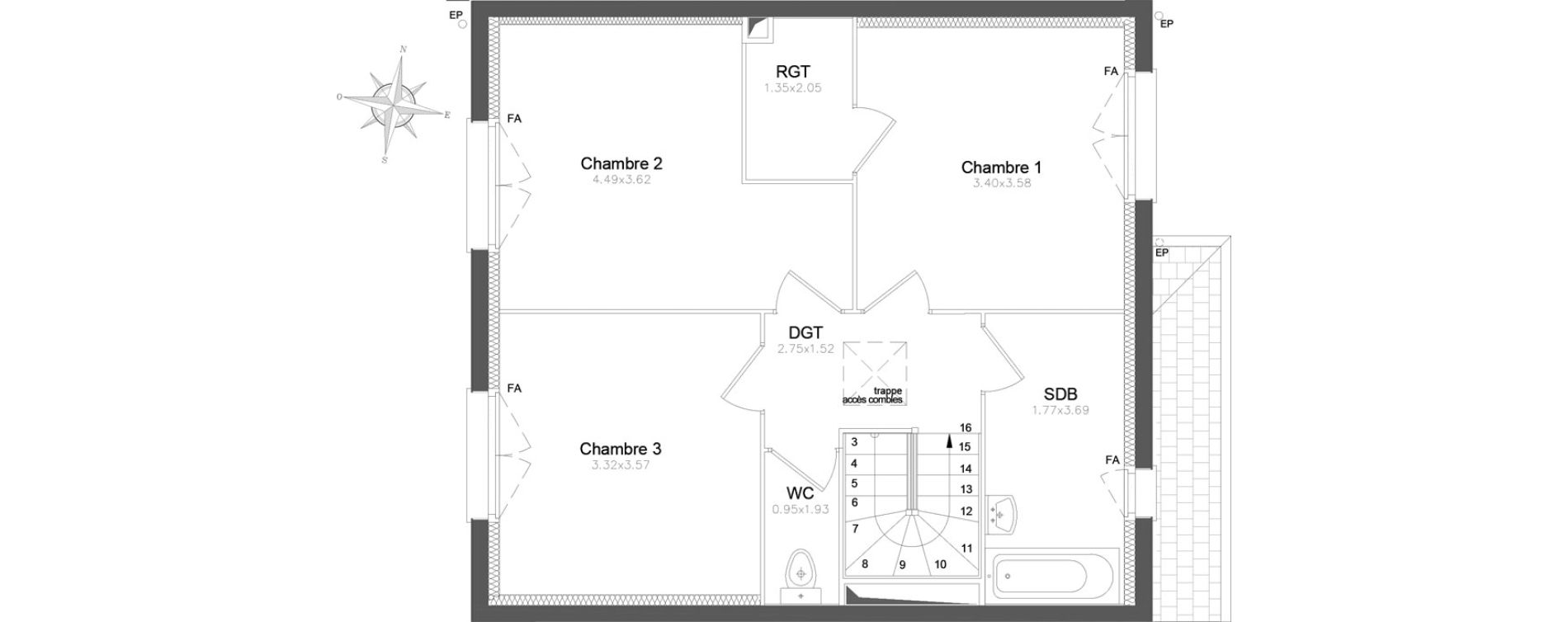 Appartement T4 de 91,77 m2 &agrave; Combs-La-Ville Centre