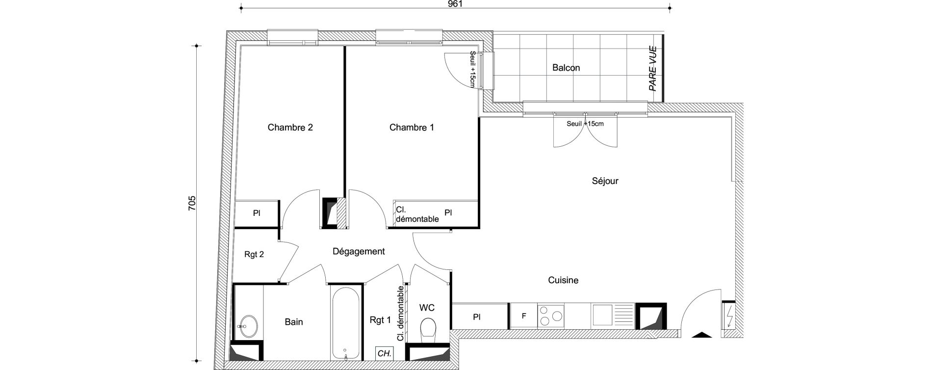 Appartement T3 de 62,25 m2 &agrave; Combs-La-Ville R&eacute;publique