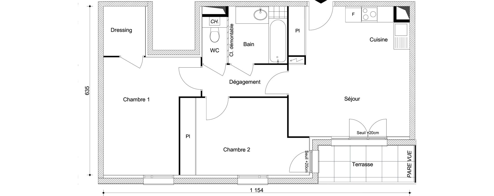 Appartement T3 de 61,69 m2 &agrave; Combs-La-Ville R&eacute;publique