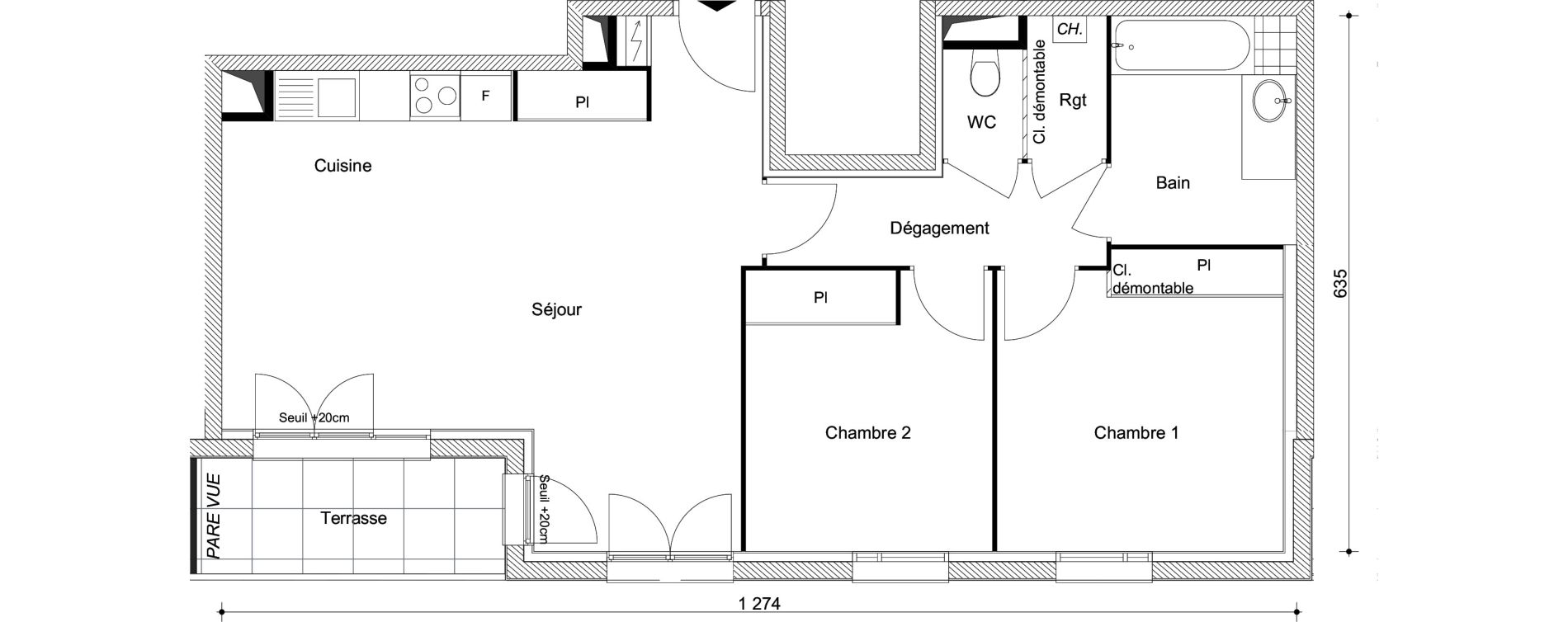Appartement T3 de 65,71 m2 &agrave; Combs-La-Ville R&eacute;publique