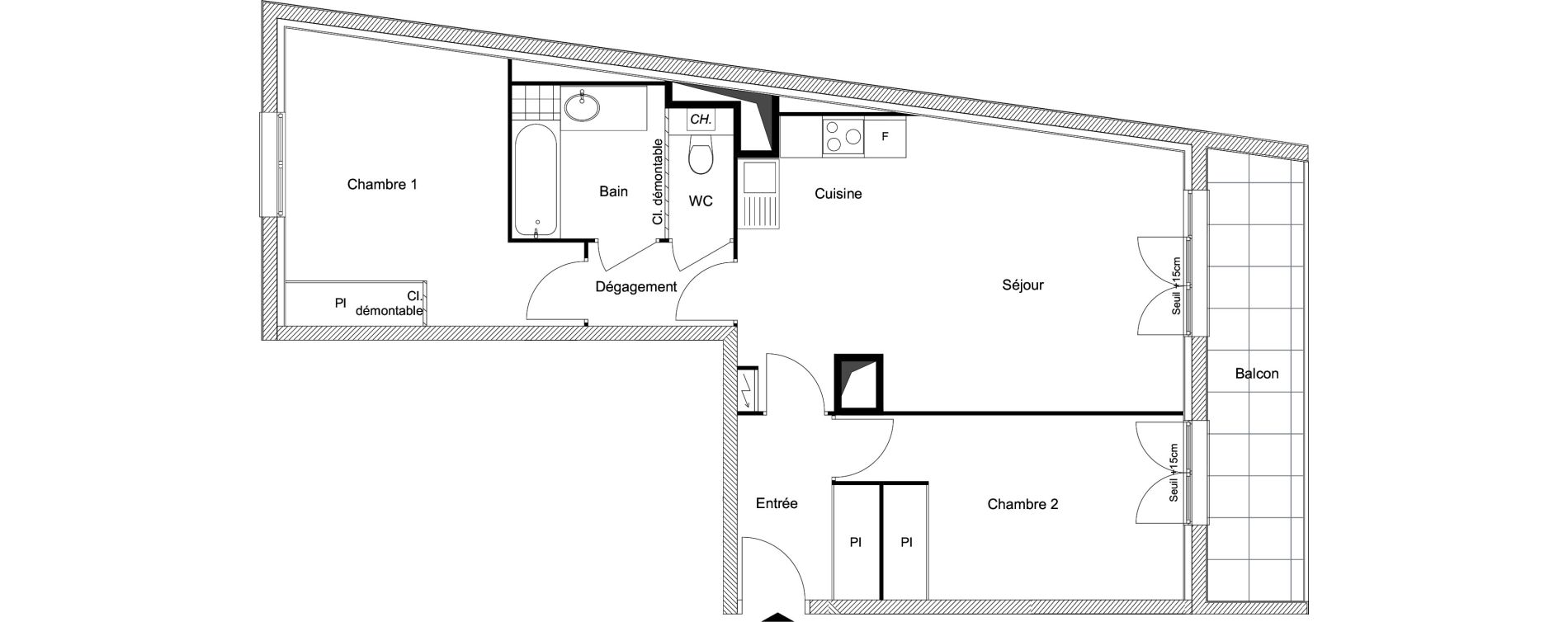 Appartement T3 de 65,07 m2 &agrave; Combs-La-Ville R&eacute;publique
