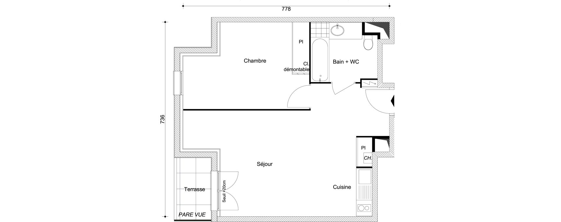 Appartement T2 de 47,66 m2 &agrave; Combs-La-Ville R&eacute;publique