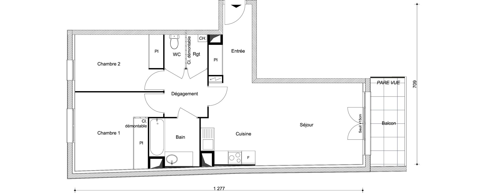 Appartement T3 de 63,43 m2 &agrave; Combs-La-Ville R&eacute;publique