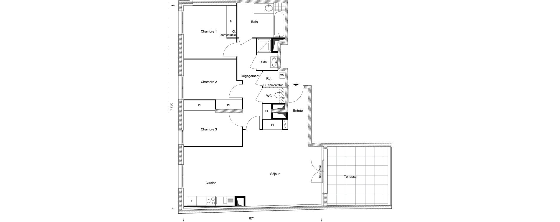 Appartement T4 de 90,03 m2 &agrave; Combs-La-Ville R&eacute;publique