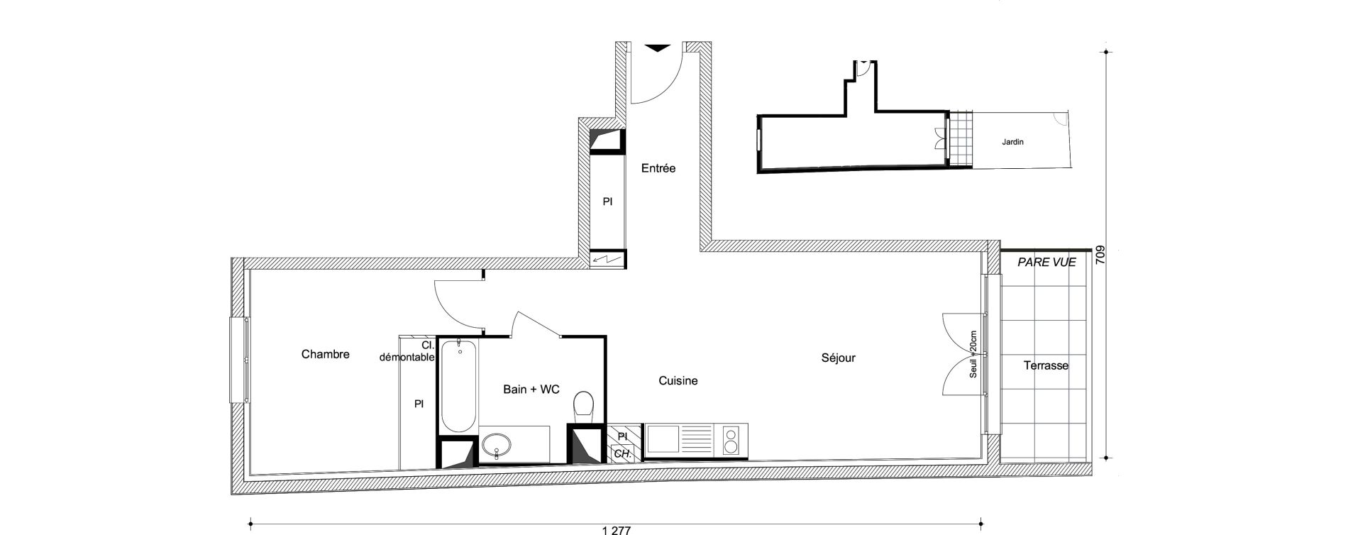 Appartement T2 de 49,50 m2 &agrave; Combs-La-Ville R&eacute;publique