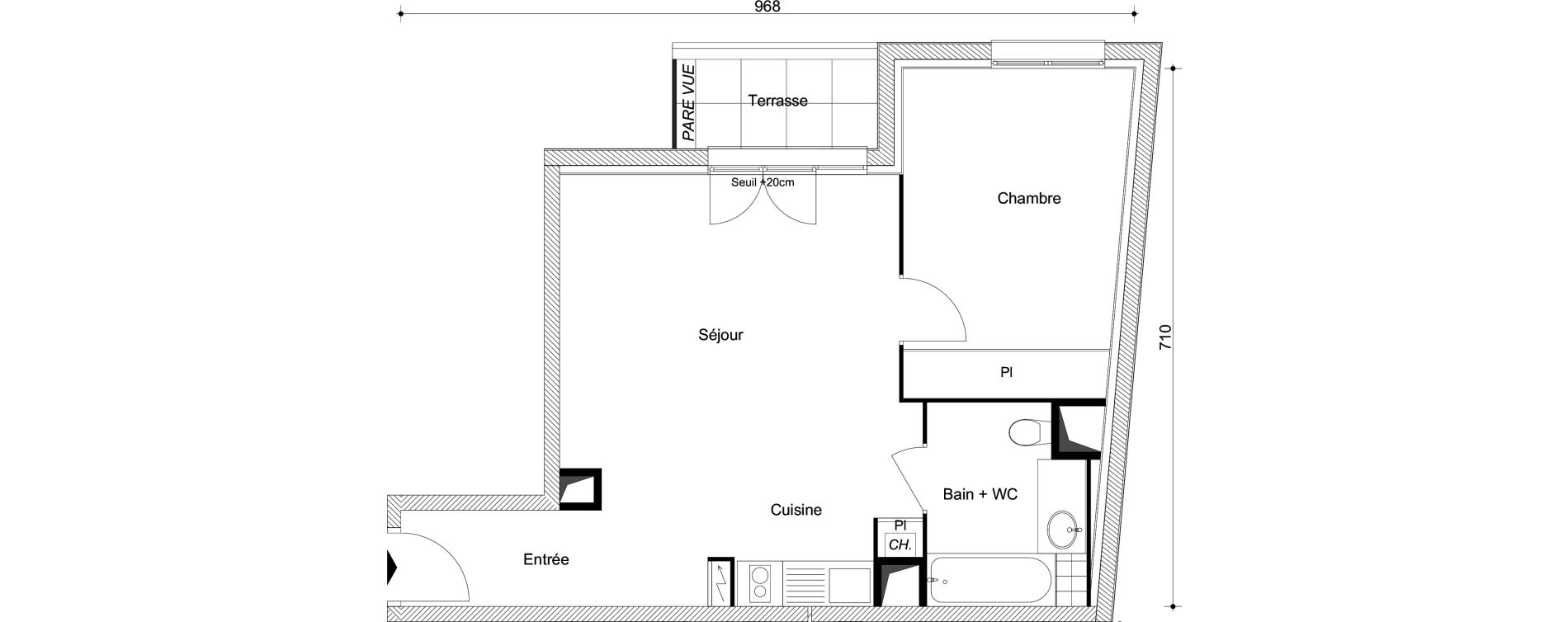 Appartement T2 de 45,90 m2 &agrave; Combs-La-Ville R&eacute;publique