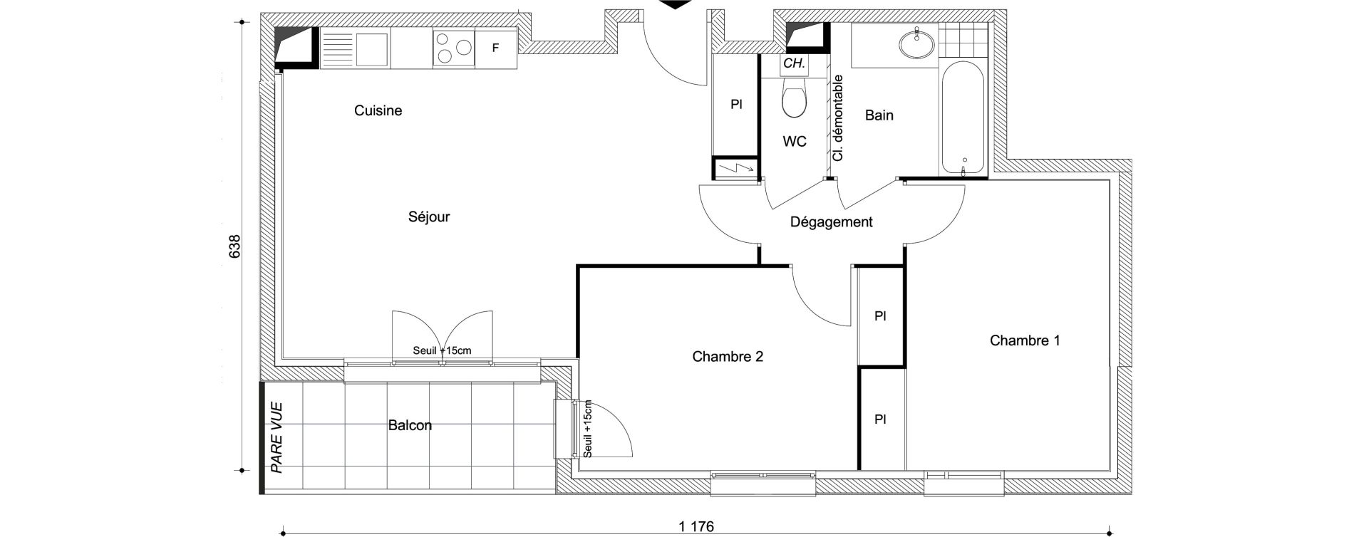 Appartement T3 de 61,27 m2 &agrave; Combs-La-Ville R&eacute;publique