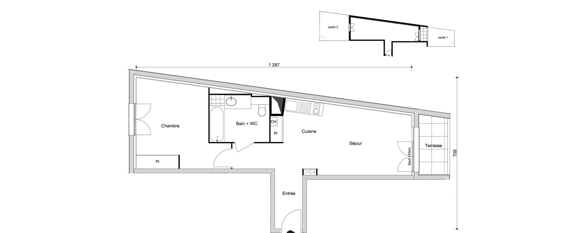 Appartement T2 de 46,96 m2 &agrave; Combs-La-Ville R&eacute;publique