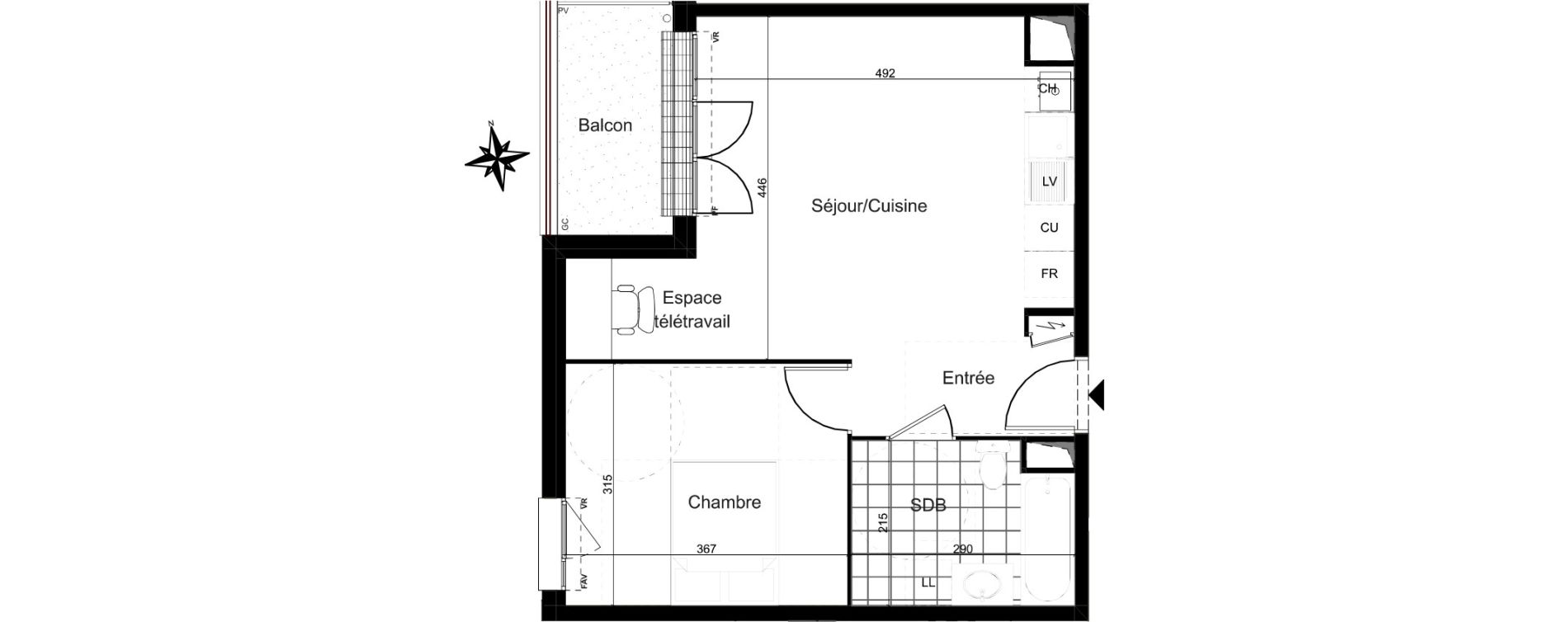 Appartement T2 de 43,93 m2 &agrave; Combs-La-Ville La grande ferme - la coupole