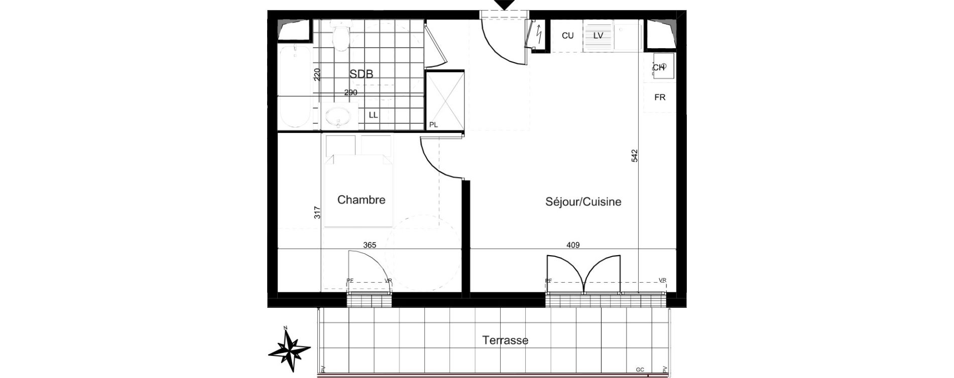 Appartement T2 de 41,08 m2 &agrave; Combs-La-Ville La grande ferme - la coupole