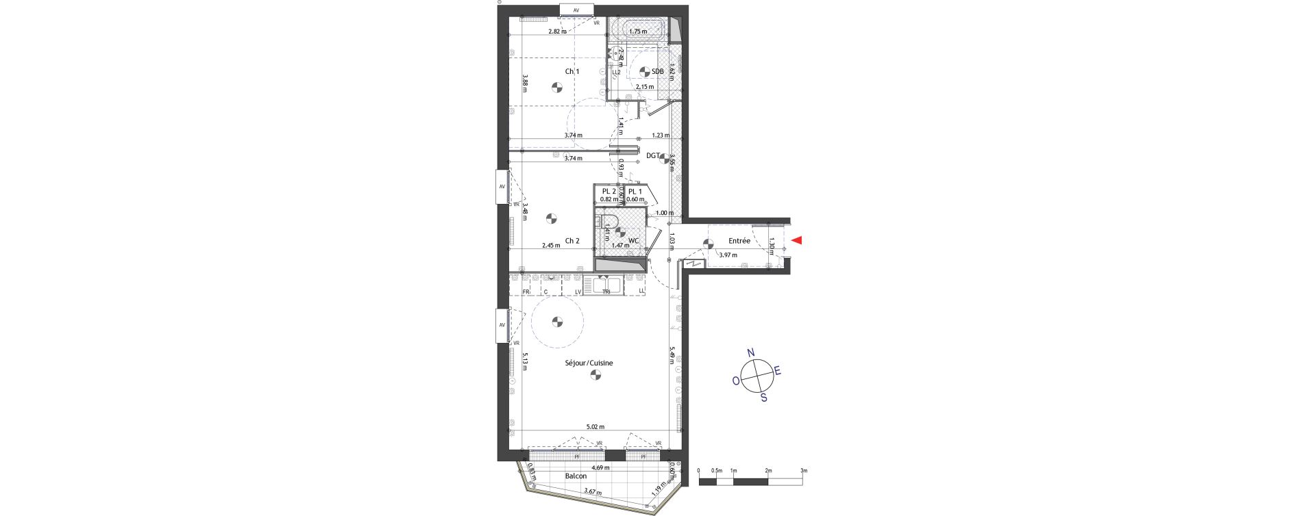 Appartement T3 de 64,44 m2 &agrave; Combs-La-Ville Les brandons