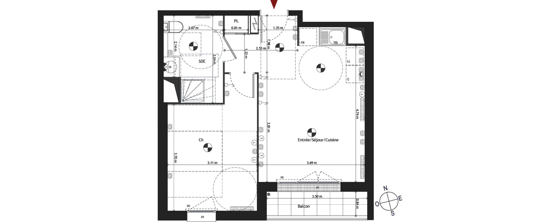 Appartement T2 de 40,49 m2 &agrave; Combs-La-Ville Les brandons