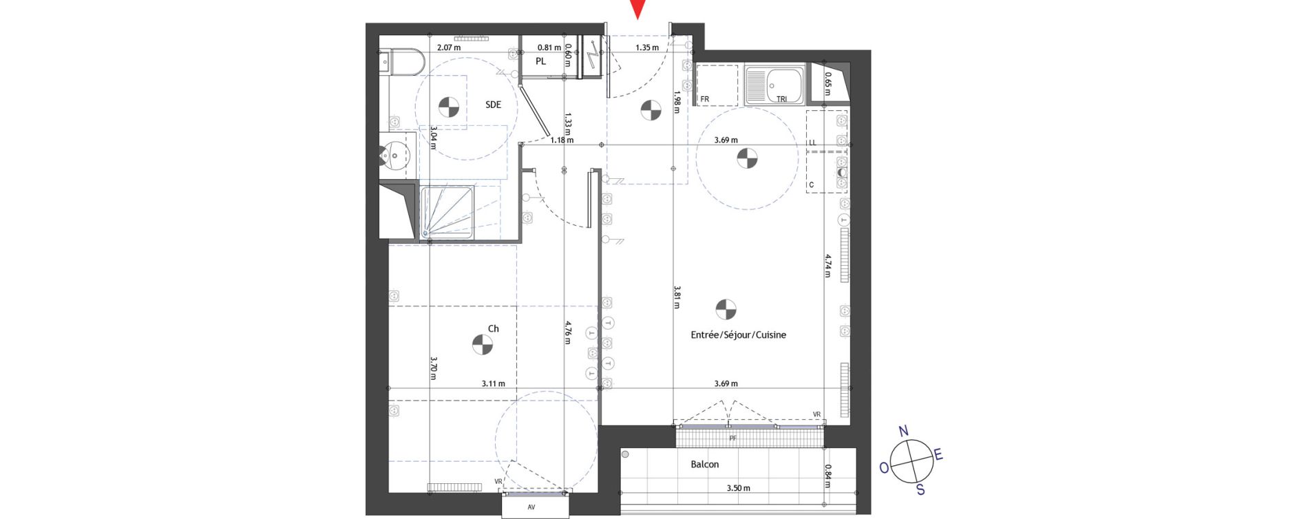 Appartement T2 de 40,49 m2 à Combs-La-Ville Les brandons