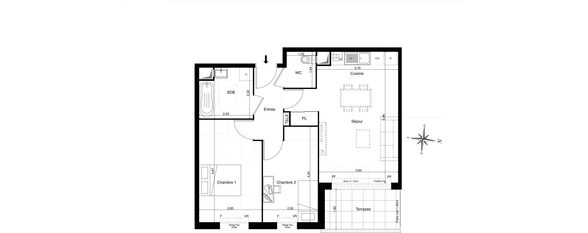 Appartement T3 de 58,65 m2 &agrave; Coulommiers Chemin de fer