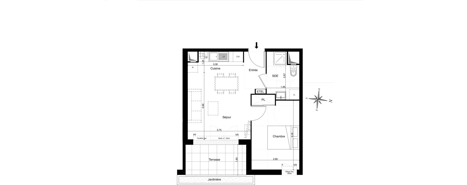 Appartement T2 de 38,30 m2 &agrave; Coulommiers Chemin de fer