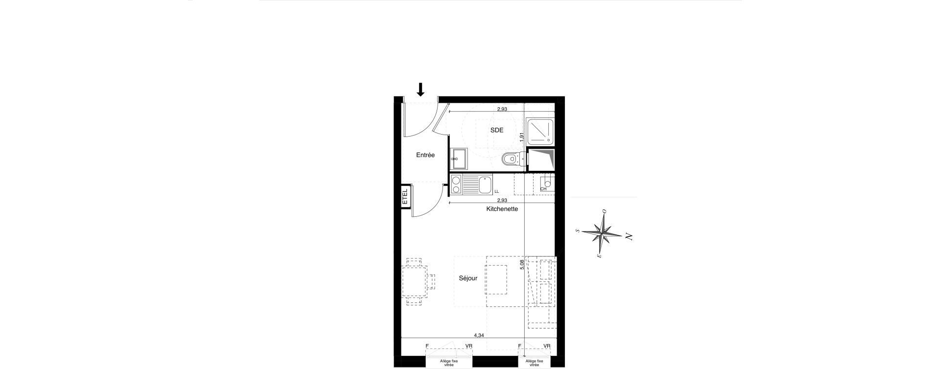 Appartement T1 de 29,20 m2 &agrave; Coulommiers Chemin de fer