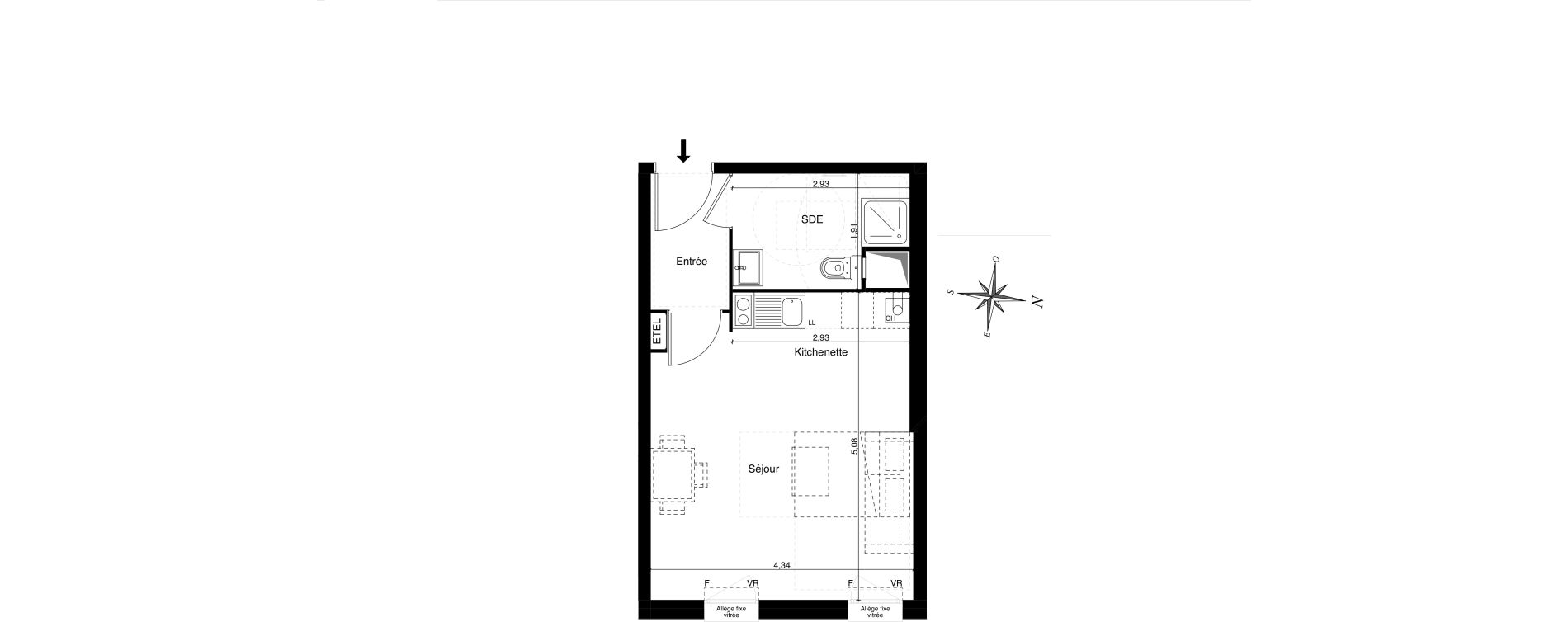 Appartement T1 de 29,20 m2 &agrave; Coulommiers Chemin de fer