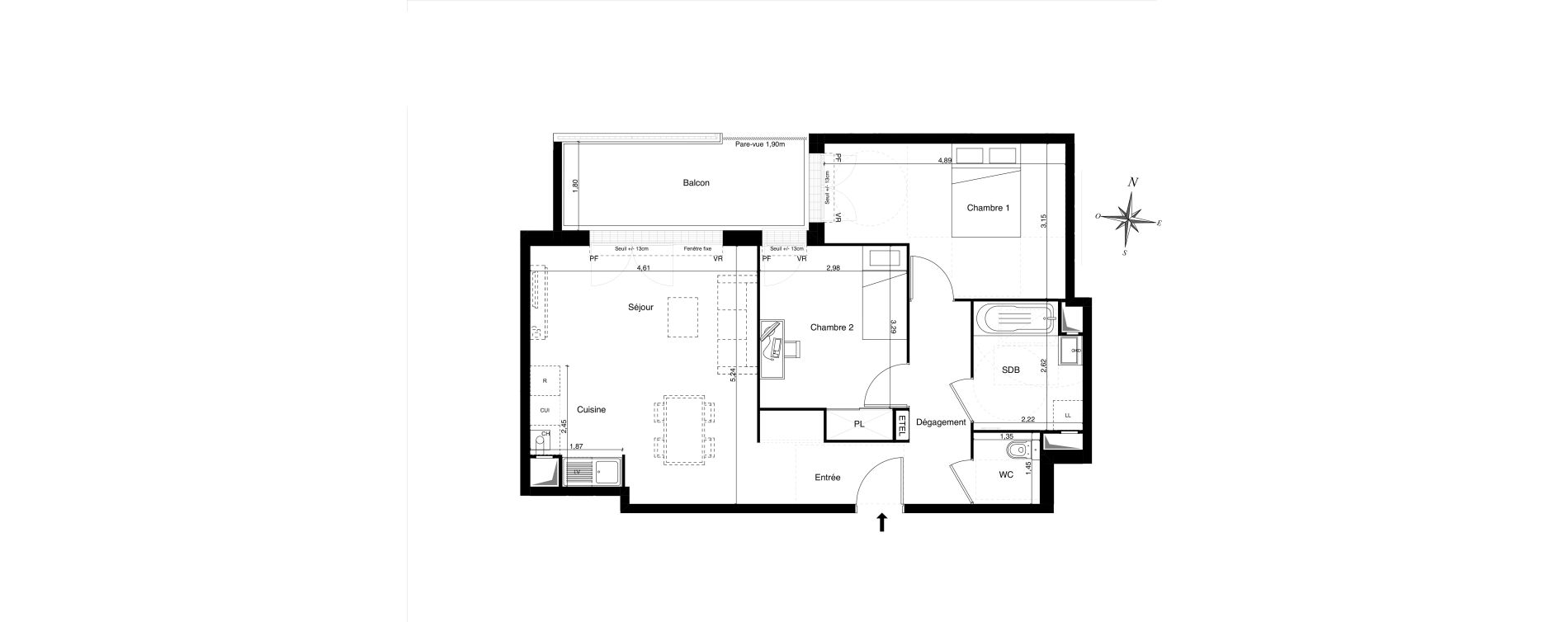 Appartement T3 de 64,39 m2 &agrave; Coulommiers Chemin de fer