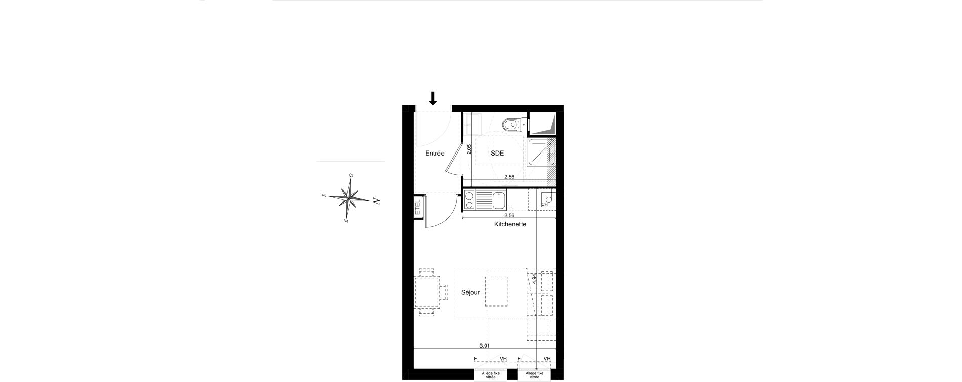 Appartement T1 de 26,45 m2 &agrave; Coulommiers Chemin de fer