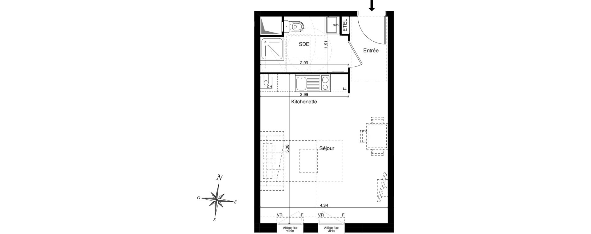 Appartement T1 de 29,51 m2 &agrave; Coulommiers Chemin de fer