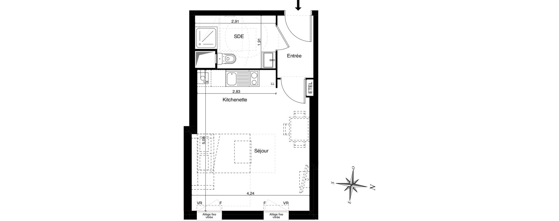Appartement T1 de 28,46 m2 &agrave; Coulommiers Chemin de fer