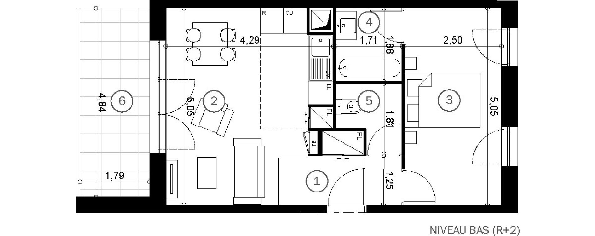 Duplex T2 de 42,30 m2 &agrave; Coupvray Les trois ormes