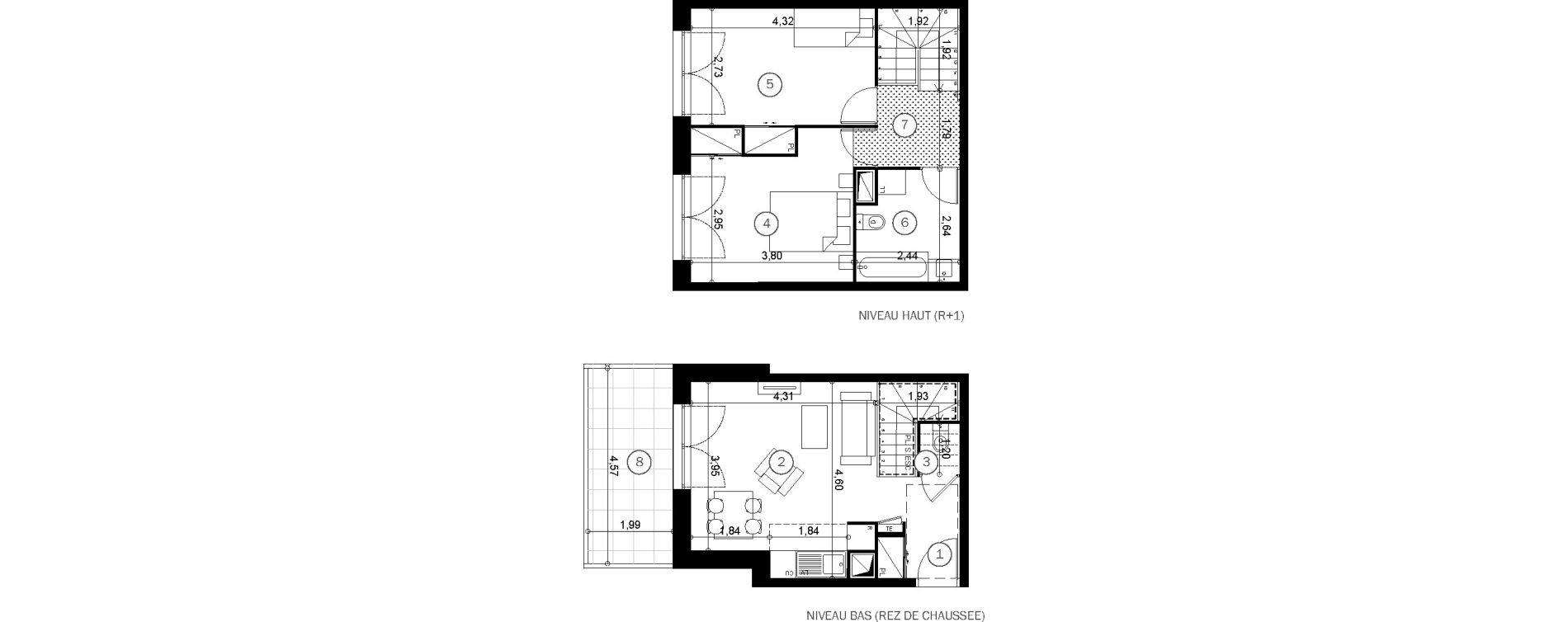 Duplex T3 de 59,40 m2 &agrave; Coupvray Les trois ormes