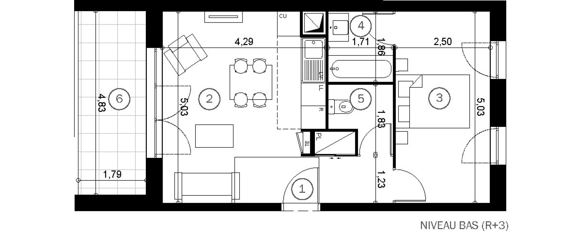 Appartement T2 de 42,20 m2 &agrave; Coupvray Les trois ormes