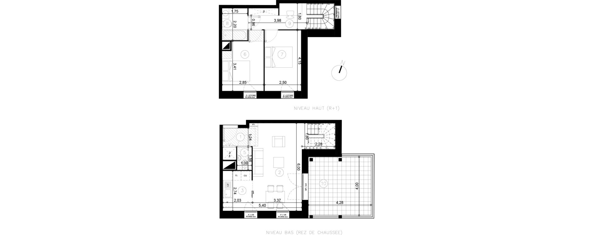Duplex T3 de 62,50 m2 &agrave; Coupvray Les trois ormes