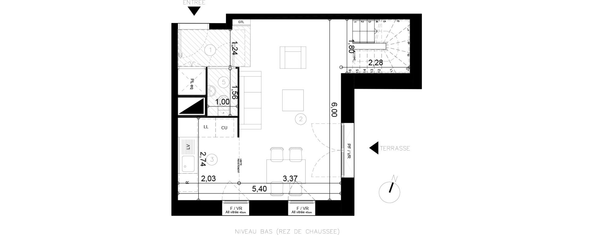 Duplex T3 de 62,50 m2 &agrave; Coupvray Les trois ormes