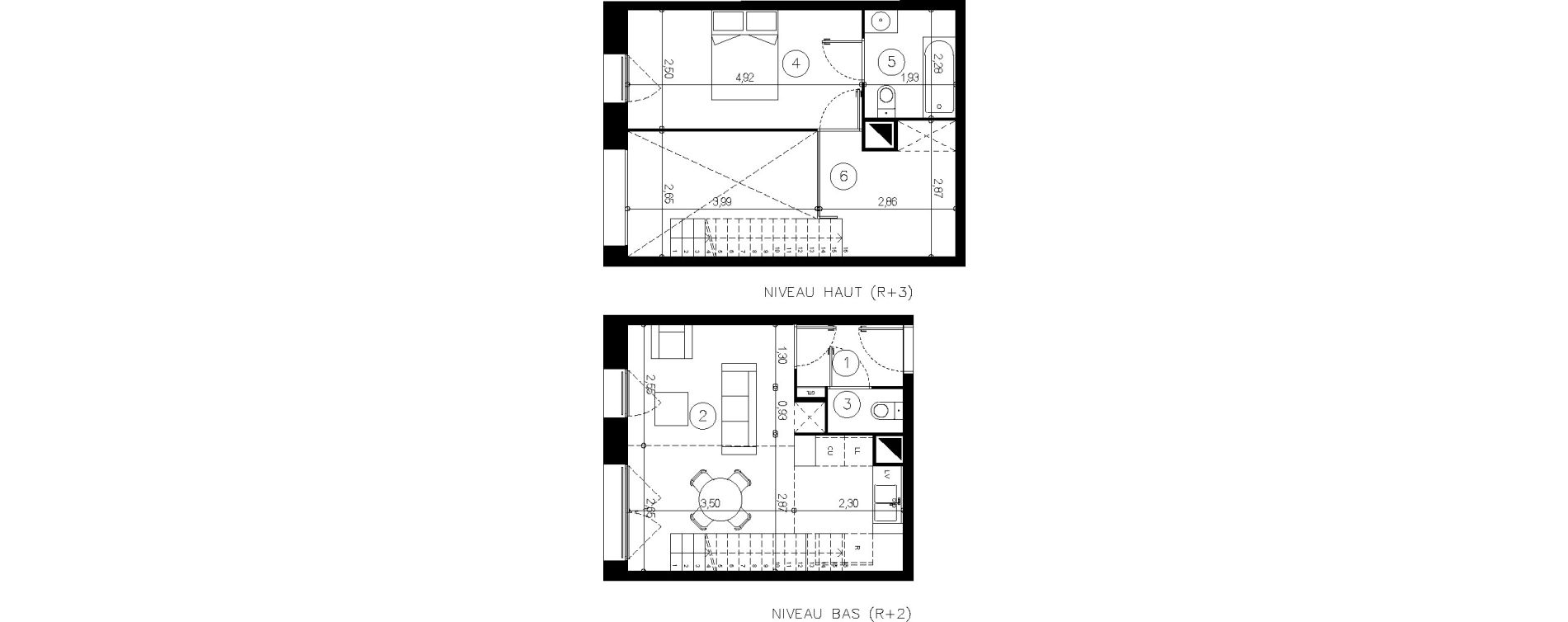 Duplex T2 de 51,00 m2 &agrave; Coupvray Les trois ormes