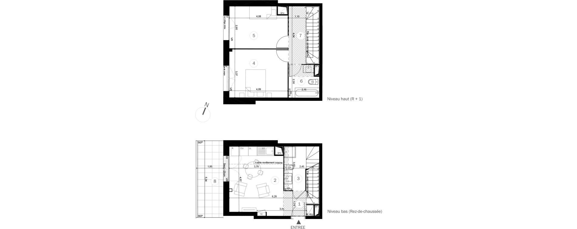 Duplex T3 de 61,00 m2 &agrave; Coupvray Les trois ormes