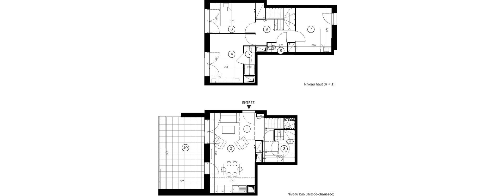 Duplex T4 de 74,60 m2 &agrave; Coupvray Les trois ormes