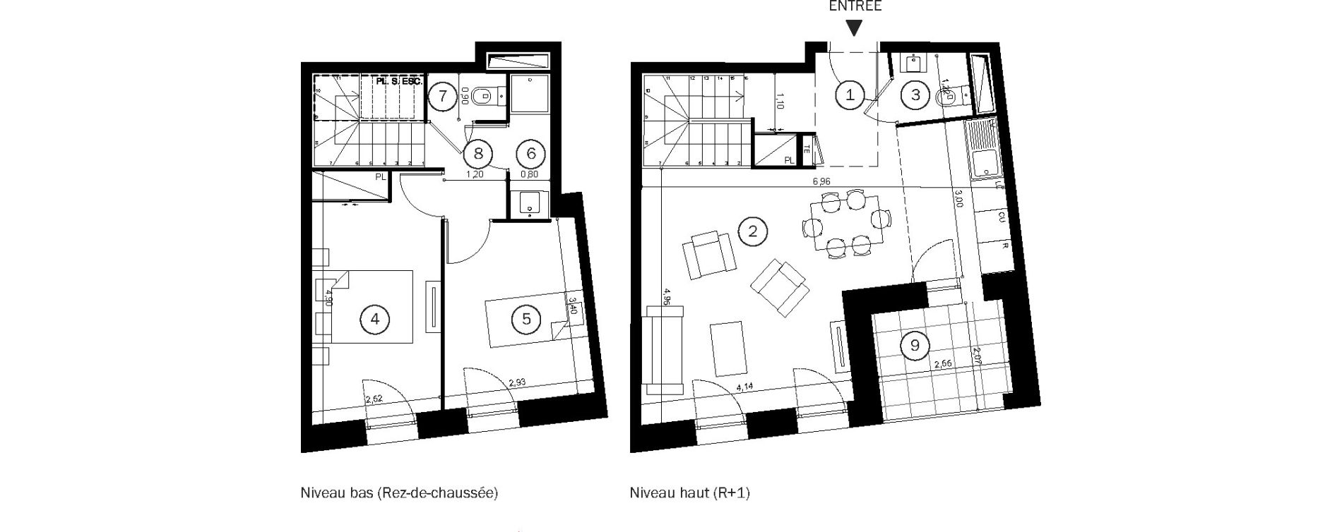 Duplex T3 de 62,40 m2 &agrave; Coupvray Les trois ormes