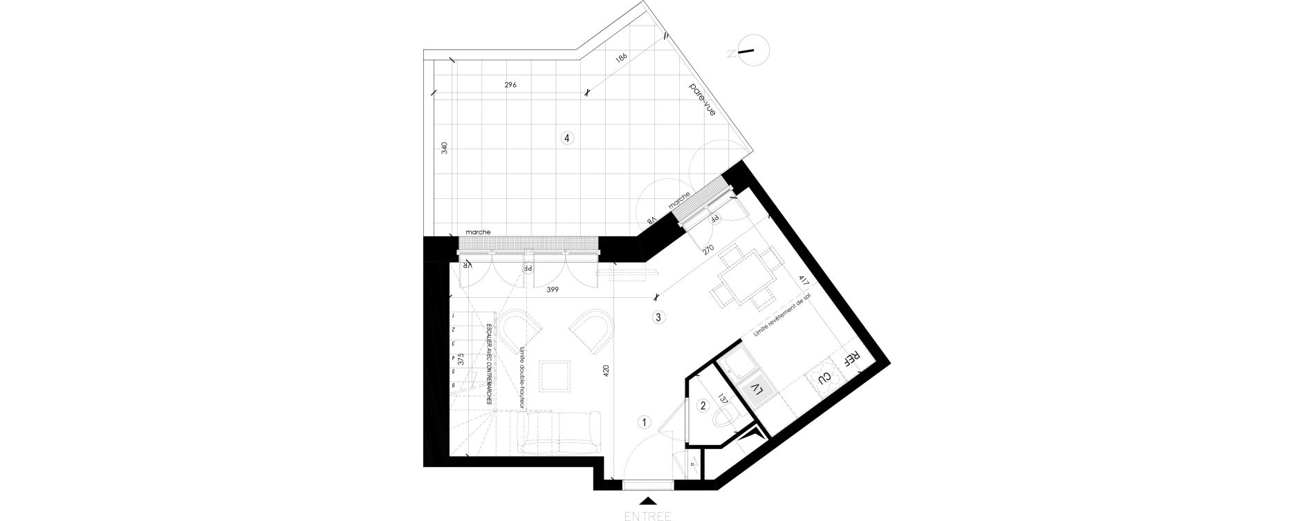 Duplex T2 de 50,70 m2 &agrave; Coupvray Les trois ormes