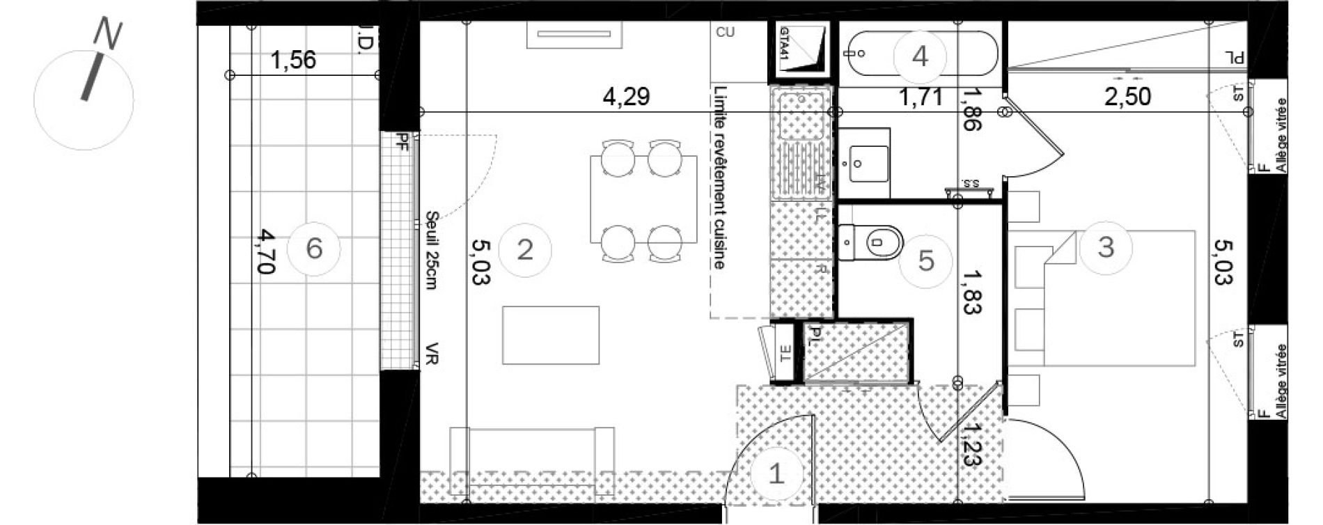Appartement T2 de 42,10 m2 &agrave; Coupvray Les trois ormes