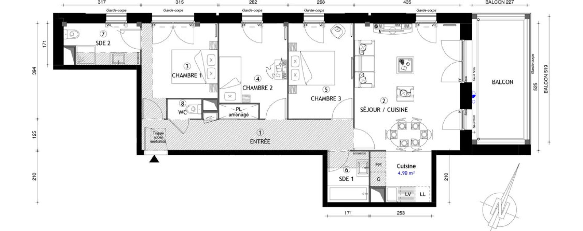 Appartement T4 de 80,60 m2 &agrave; Coupvray Les trois ormes