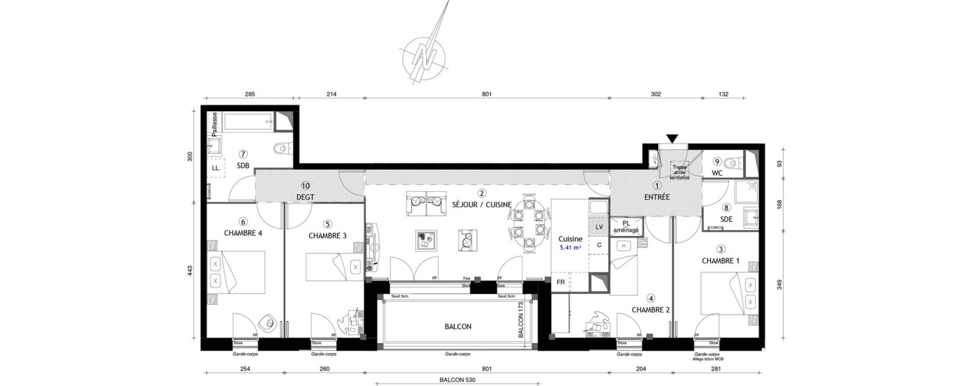 Appartement T5 de 93,90 m2 &agrave; Coupvray Les trois ormes