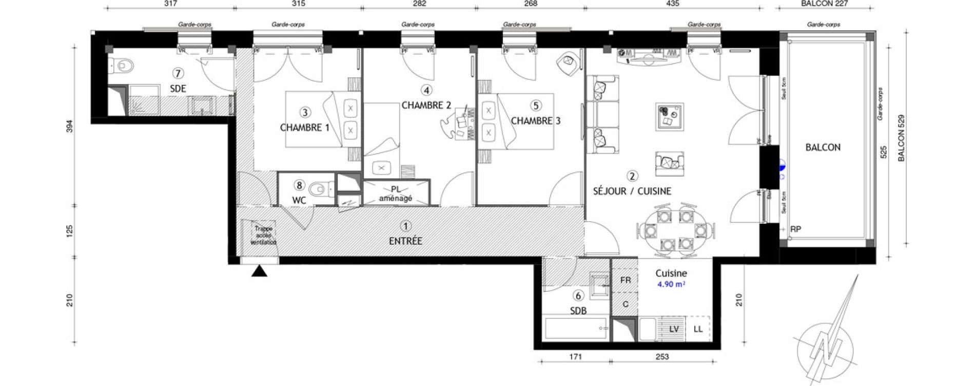 Appartement T4 de 80,60 m2 &agrave; Coupvray Les trois ormes