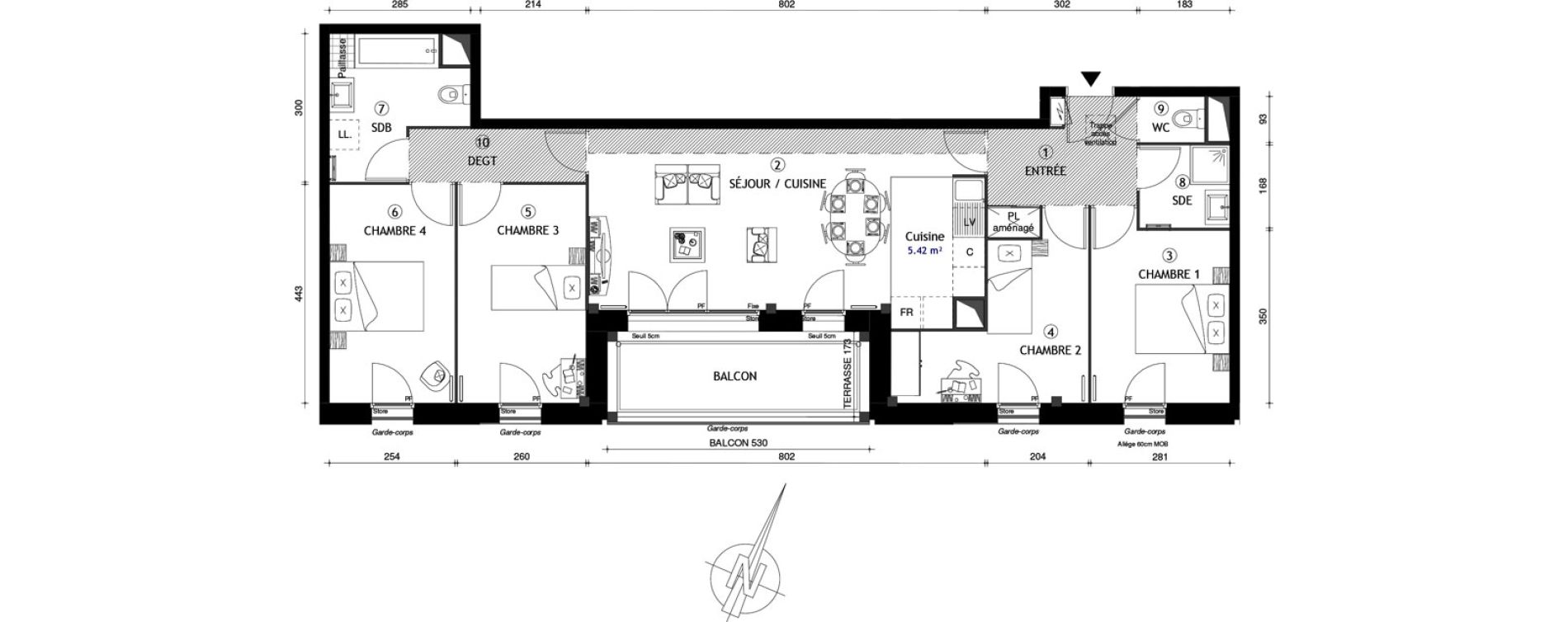 Appartement T5 de 94,00 m2 &agrave; Coupvray Les trois ormes