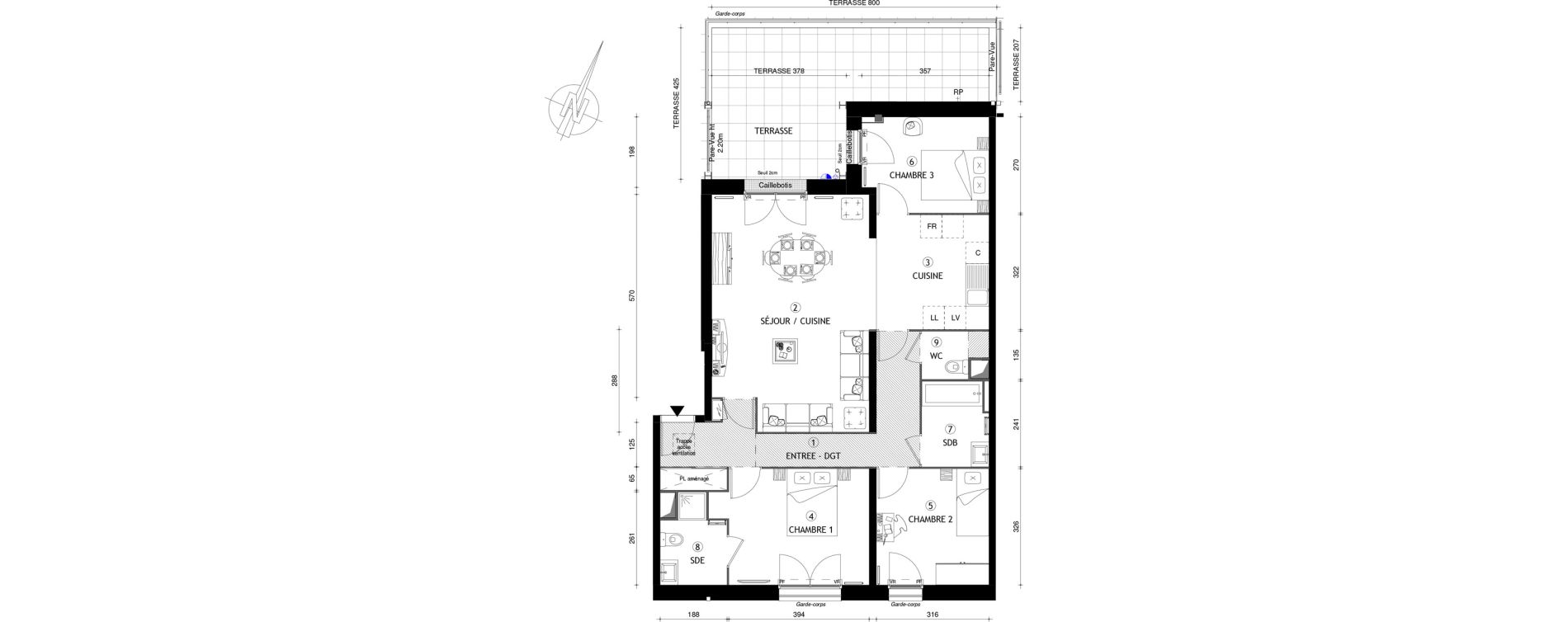 Appartement T4 de 95,50 m2 &agrave; Coupvray Les trois ormes