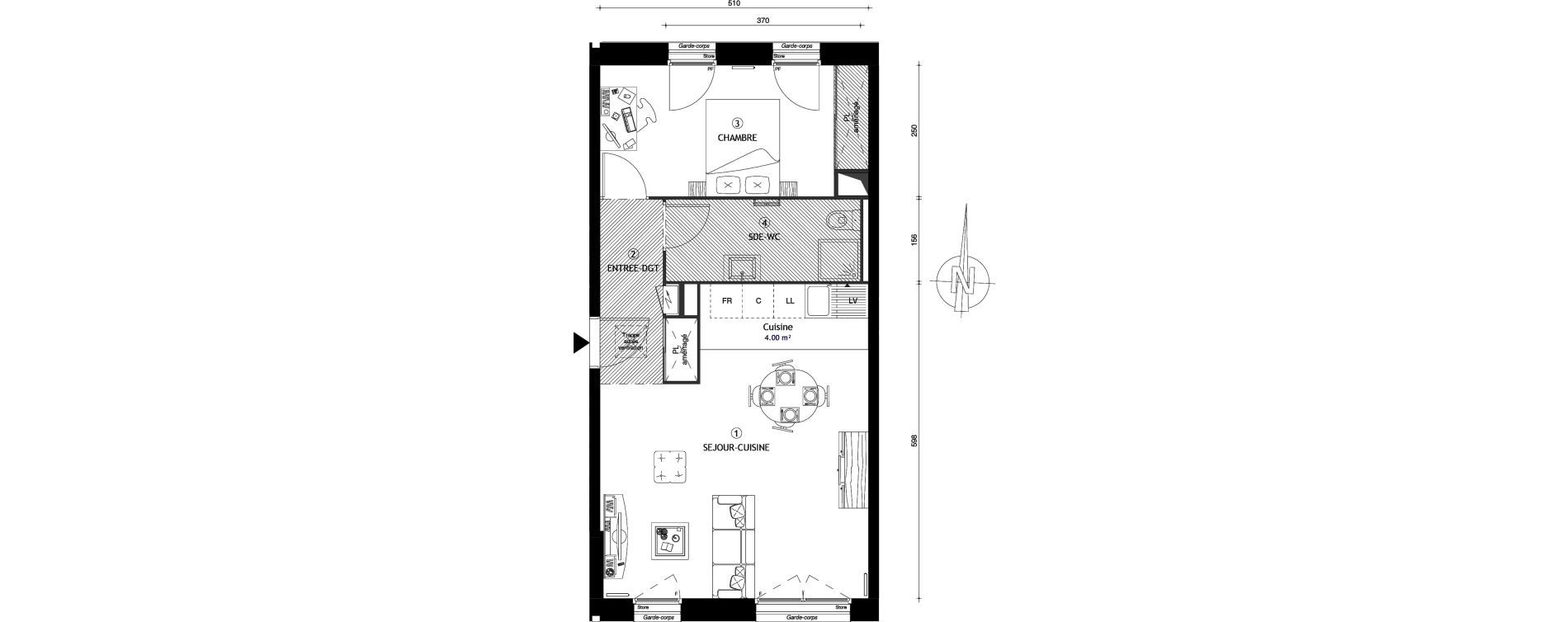Appartement T2 de 50,00 m2 &agrave; Coupvray Les trois ormes