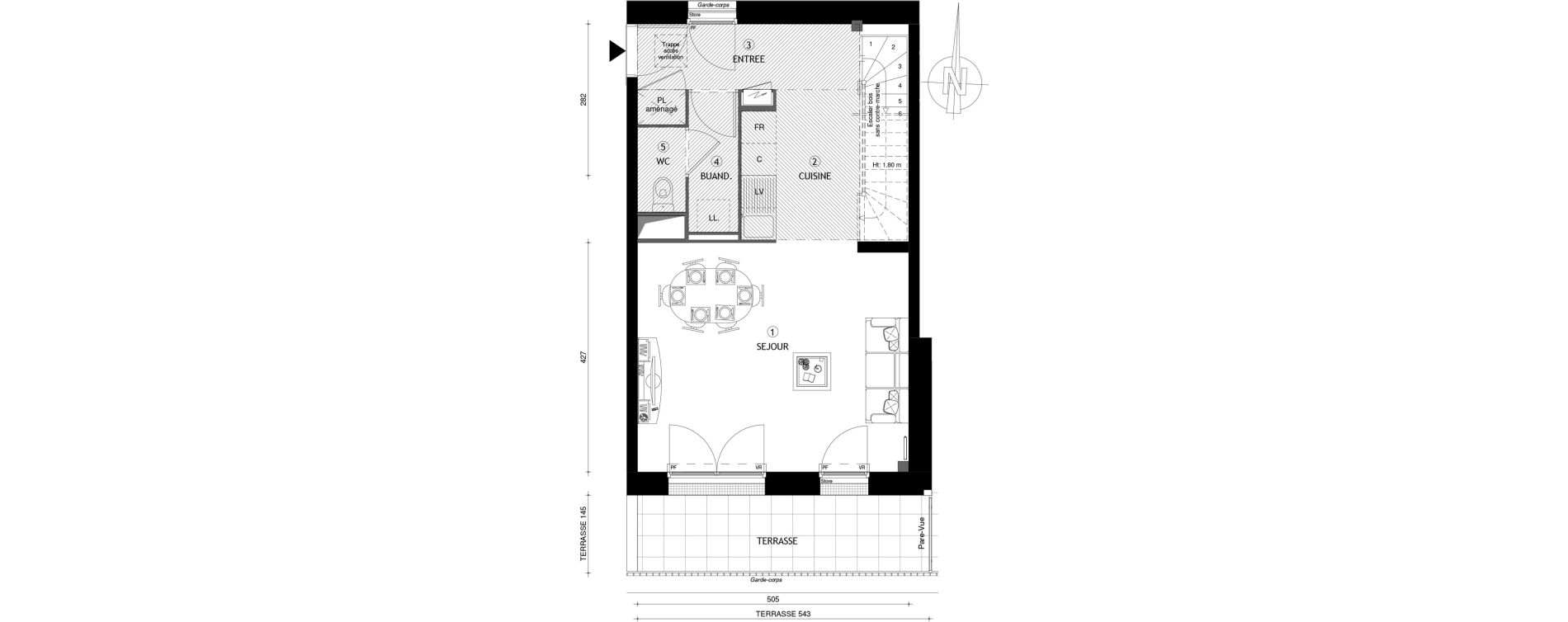 Duplex T3 de 75,30 m2 &agrave; Coupvray Les trois ormes