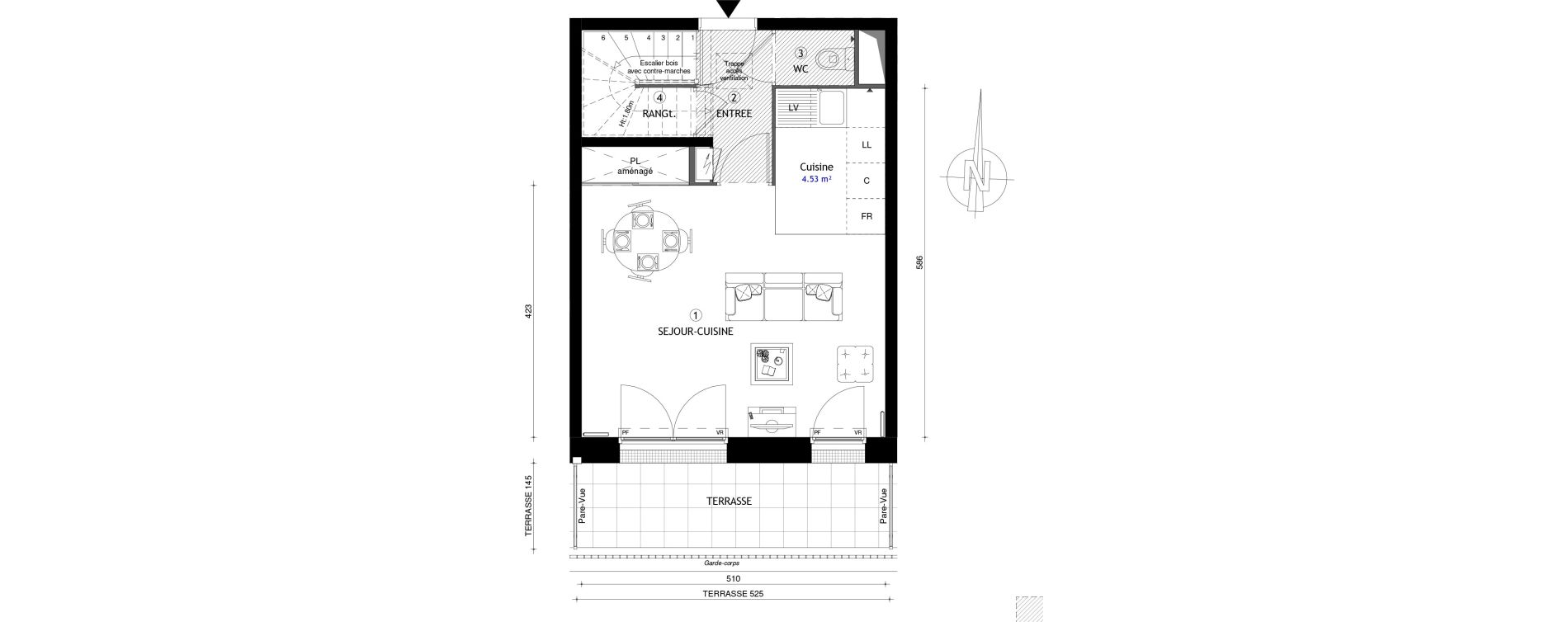 Duplex T3 de 68,10 m2 &agrave; Coupvray Les trois ormes