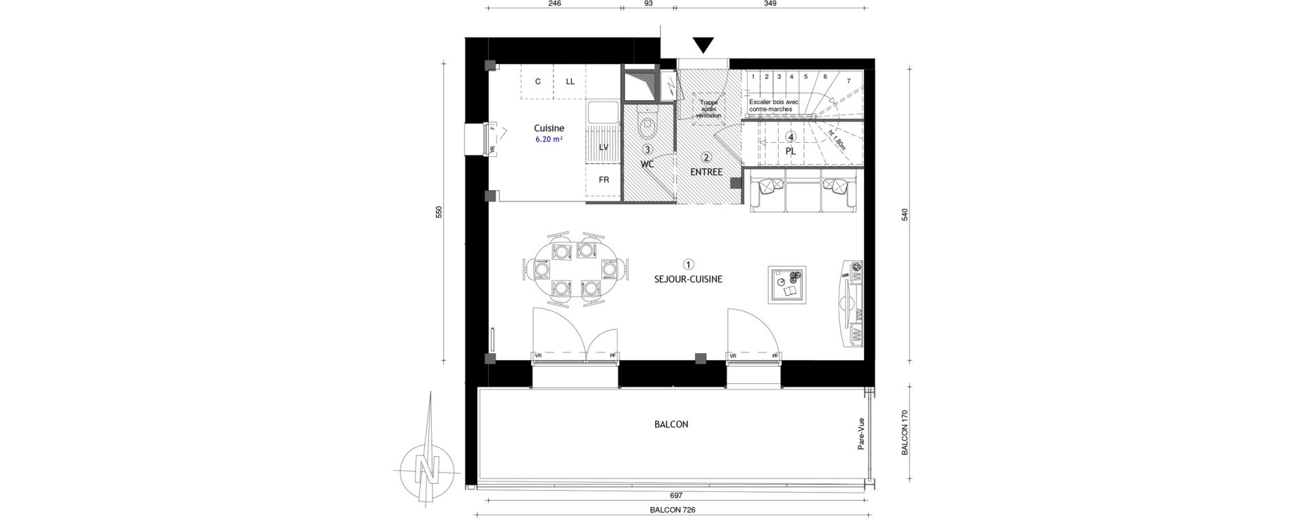 Duplex T3 de 67,10 m2 &agrave; Coupvray Les trois ormes
