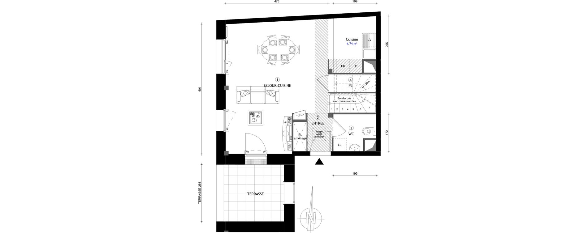 Duplex T3 de 72,40 m2 &agrave; Coupvray Les trois ormes